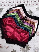Conjuntos de Pijama Feminino em Renda e Seda, Lingerie Sexy, Top Cropped e Shorts, Babydoll
