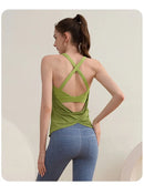 Conjunto de 2 Peças com Almofada no Peito, para Corrida e Treinamento, Top Esportivo Sem Mangas, com Costas Bonitas