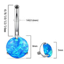 Anel de Umbigo de Titânio F136 com Três Garras 14g Cabeça Dupla Opala Joia Corporal de Piercing para Europa e Estados Unidos