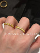 Anéis Retrô de Luxo Clássico Leve para mulheres, estilo artesanal com desenho em fio, versão larga e estreita