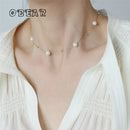 Colar Feminino de Corrente Artesanal com Pérola de Vidro Coreano Banho de Ouro 18K em Aço Inoxidável