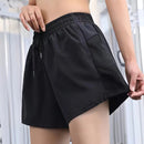 Shorts Feminino Cintura Alta Esporte Fitness 2 em 1 Secagem Rápida
