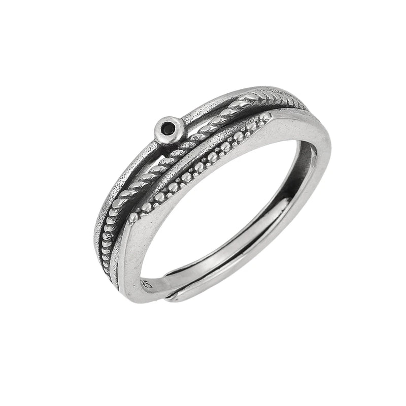 Anel de prata esterlina 925 com ágata natural que nunca desbota, estilo hip-hop, anel Unisex