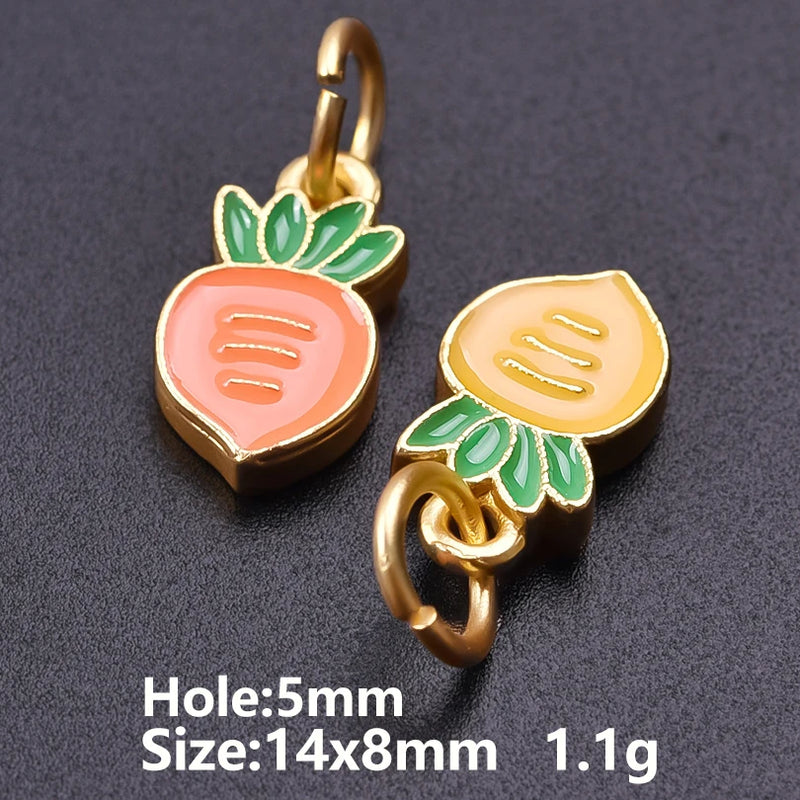 6/16 Peças Estilos Mistos Frutas Banana Morango Melancia Vegetais Repolho Cogumelo Cenoura Pingente Para Fazer Joias