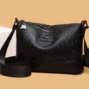 Bolsa Feminina com 3 Bolsos, Grande Capacidade, em Couro PU, Estampas Elegantes, Bolsa Transversal Simples Feminina