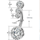 Conjunto com 6 peças de Anéis de Umbigo com Pérola Falsa e Barra Invertida, em Aço Inoxidável, Flor Curvada com Zircônia, Joia para Piercing de Umbigo