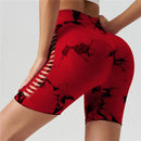 Calças de Fitness Femininas Sem Costura Tie Dye, Shorts Curtos Esportivos de Cintura Alta e Elevação de Quadril, Shorts Justo Sexy com Estampa de Pêssego