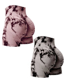 2UN Shorts de Ginástica Sexy Levanta Bumbum Tie Dye Feminino, Justos, Elásticos, Cintura Alta, Shorts Esportivos Casuais Sem Costura