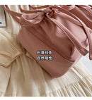 Bolsa de Mão Feminina Bolsa Tote com Laço Coreano em Nylon Bolsas de Ombro Design Fashion e Doce Bolsa  Dobrável de Grande Capacidade para Comutadores