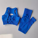 Conjunto de 2 Peças de Sutiã Esportivo Feminino Top de Fitness Profissional Sutiã Anti-Choque Leggings de Corrida Conjunto de Yoga Sutiã com Costas Bonitas