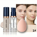 Conjunto de Maquiagem Facial BEAUTY GLAZED 3 Peças, Base Líquida Fosca à Prova d'Água de Longa Duração + Primer + Esponja