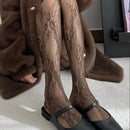 Meia-calça Vazadas em Renda e Tule com Fundo de Vime Meias Florais Mulher Sexy Collants Meia-fina de Moda