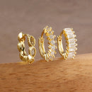 Conjunto de 3 Brincos de Argola com Zircônia , Simples, Redondos, Elegantes, Piercing Estético, Presente de Jóias