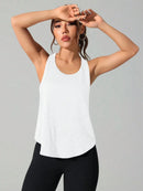 Colete esportivo feminino com letras bordadas de secagem rápida, roupa esportiva em tecido respirável, roupa casual