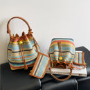 Conjunto de 2 Peças Bolsa Transversal Praia Bolsas de Ombro de Verão Coloridas de Palha