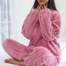 Conjunto de Pijama Quente de Jacquard de Veludo Coral Suave para Mulheres, Roupão Confortável para Inverno