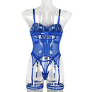 Conjunto de Lingerie de Malha de Luxo para Mulheres, Body Sem Costas, Conjunto de 3 Peças com Cinta-Liga, Vestidos Sensuais para Mulheres