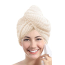 Toalha de cabelo de cor sólida, texturizada para secar cabelo, 25,5 cm x 9,8 cm, toalha absorvente para prender no cabelo com botão