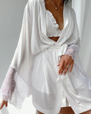 Conjuntos de Pijama com Patchwork e Renda, Conjuntos de Robe com Sutiã, Lingerie de Cetim Sexy Feminina, Conjunto de 3 Peças de Pijamas