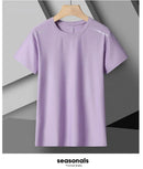 Camiseta Feminina de Corrida Refletiva - Top Esportivo de Seda Gel de Secagem Rápida, Respirável e Alta Elasticidade para o Verão, Camiseta Ativa de Manga Curta e Fresca