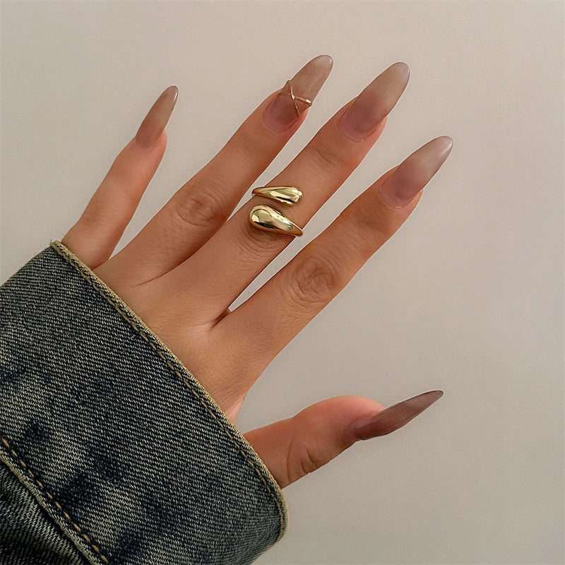 Anel Bracelete Largo de Metal para Mulheres, Cor Dourada e Prata, Bracelete Aberto Grosso em Forma de Gota de Água, Pulseira Irregular Torcida, Joia