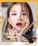 Caneta de maquiagem para olhos cor perolada, bastão iluminador, sombra rotativa, acabamento matte, à prova d'água, resistente ao suor, não borra facilmente, maquiagem colorida