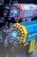 Máquina de Bolhas com 40 Furos Totalmente Automática para Sopragem de Bolhas com Luz, Máquina de Bolhas para Exterior sem Bateria e sem Água de Bolha