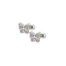 Brincos de Pino com Fecho de Parafuso em Zircônia Cúbica de Aço Inoxidável 316L 2/12pcs, Borboleta Coração Arco-Íris Gato Flor Brincos de Cartilagem