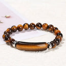 Pulseira de Charme em Barra Retangular de Olho de Tigre, Ametista e Pedra Natural , Cristal em Pó de Pedra Curativa, Joia de Chakra Bruta