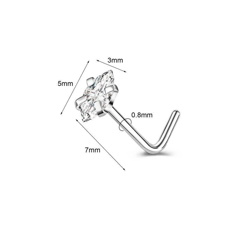 1PC Joia de Piercing de Nariz de Cobre para Mulheres Stud de Cristal com Flor, Olho, Opala, Coração e Lua Piercings Corporais