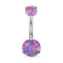 Anel de Umbigo de Titânio F136 com Três Garras 14g Cabeça Dupla Opala Joia Corporal de Piercing para Europa e Estados Unidos