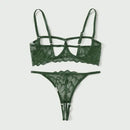 Conjunto de 2 peças Mostrando Seios, Tela de Cor Sólida, Conjunto de Lingerie Sexy Transparente