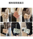 Bolsa de Mão Feminina Bolsa Tote com Laço Coreano em Nylon Bolsas de Ombro Design Fashion e Doce Bolsa  Dobrável de Grande Capacidade para Comutadores