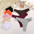 Conjunto 4 peças, Calcinha de algodão Sem costura Cintura baixa Tanga V-Cintura Cor sólida respirável Lingerie macia íntimos