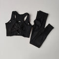 Conjunto de 2 Peças de Sutiã Esportivo Feminino Top de Fitness Profissional Sutiã Anti-Choque Leggings de Corrida Conjunto de Yoga Sutiã com Costas Bonitas