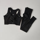 Conjunto de 2 Peças de Sutiã Esportivo Feminino Top de Fitness Profissional Sutiã Anti-Choque Leggings de Corrida Conjunto de Yoga Sutiã com Costas Bonitas