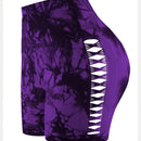 Calças de Fitness Femininas Sem Costura Tie Dye, Shorts Curtos Esportivos de Cintura Alta e Elevação de Quadril, Shorts Justo Sexy com Estampa de Pêssego