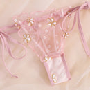 Roupa íntima feminina sexy de verão Sedutora floral Lingerie sonhadora ombros descobertos Blusas bralette calcinhas Conjunto erótico transparente