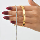 Conjunto de Pulseiras Vnox Love com Corrente, Pedras de Zircônio Redondas, Conjunto de Jóias em Aço Inoxidável PVD para Mulheres