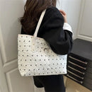 Bolsa de Ombro Feminina com Estampa de Laço Fashionista; Bolsa de Mão de Grande Capacidade