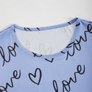 Conjuntos de Pijamas Femininos Top de Manga Curta de Dormir com Estampa de Desenho Animado