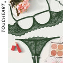 Conjunto de 2 peças Mostrando Seios, Tela de Cor Sólida, Conjunto de Lingerie Sexy Transparente