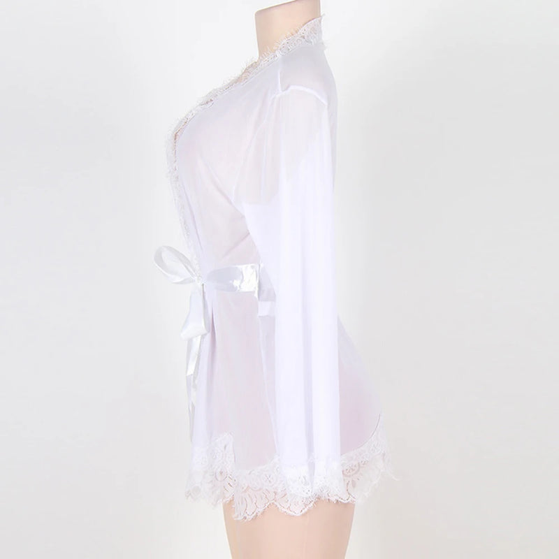 Mulher de lingerie sexy Pijama erótico renda Roupas sexuais Babydoll Vestido transparente Preto sexy