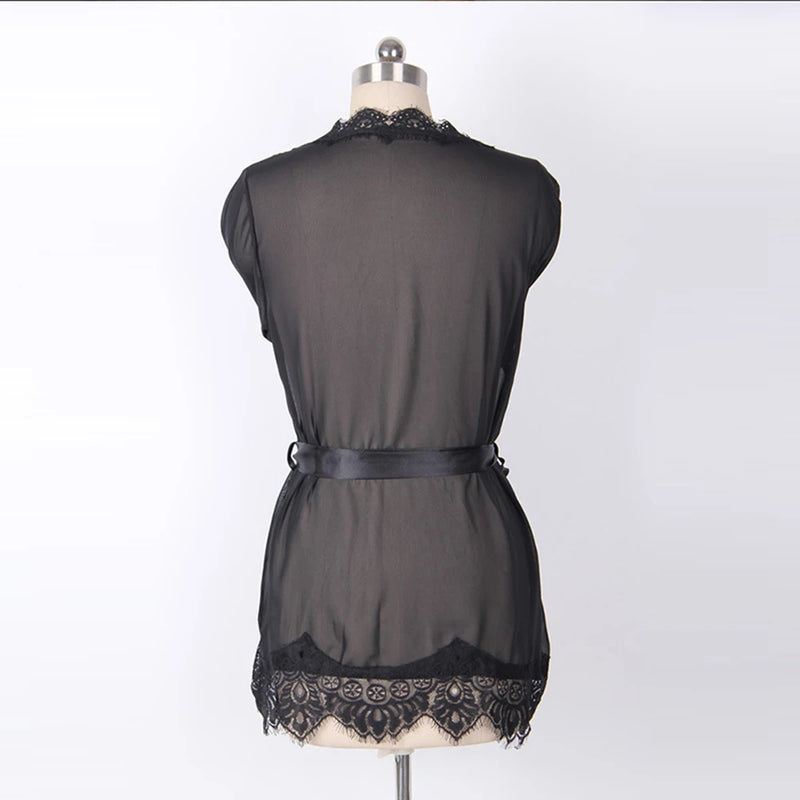 Mulher de lingerie sexy Pijama erótico renda Roupas sexuais Babydoll Vestido transparente Preto sexy